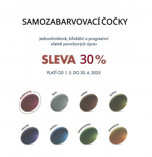 Samozabarvovací čočky AKCE 30%