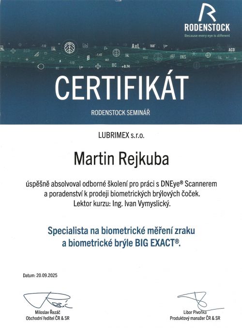 Specialista na biometrické měření zraku
